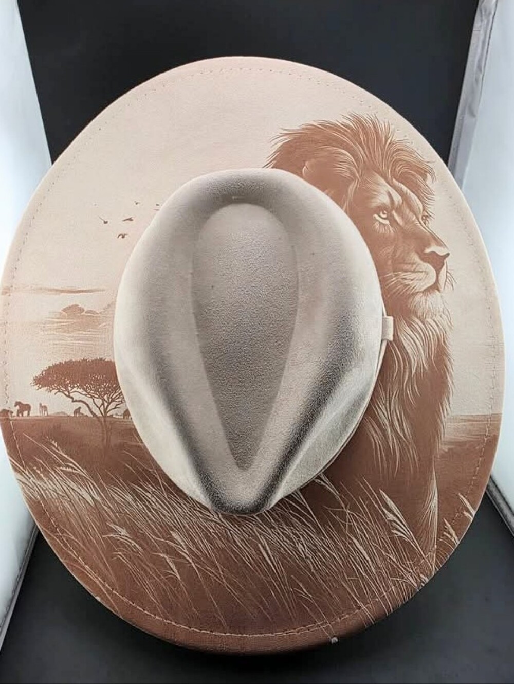 Custom Cowboy Hat Laser Engraved-Lion